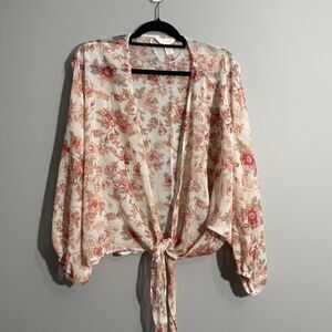 Lauren Conrad Women’s Resort Style Floral Sheer Front Tie Cover Up One Size